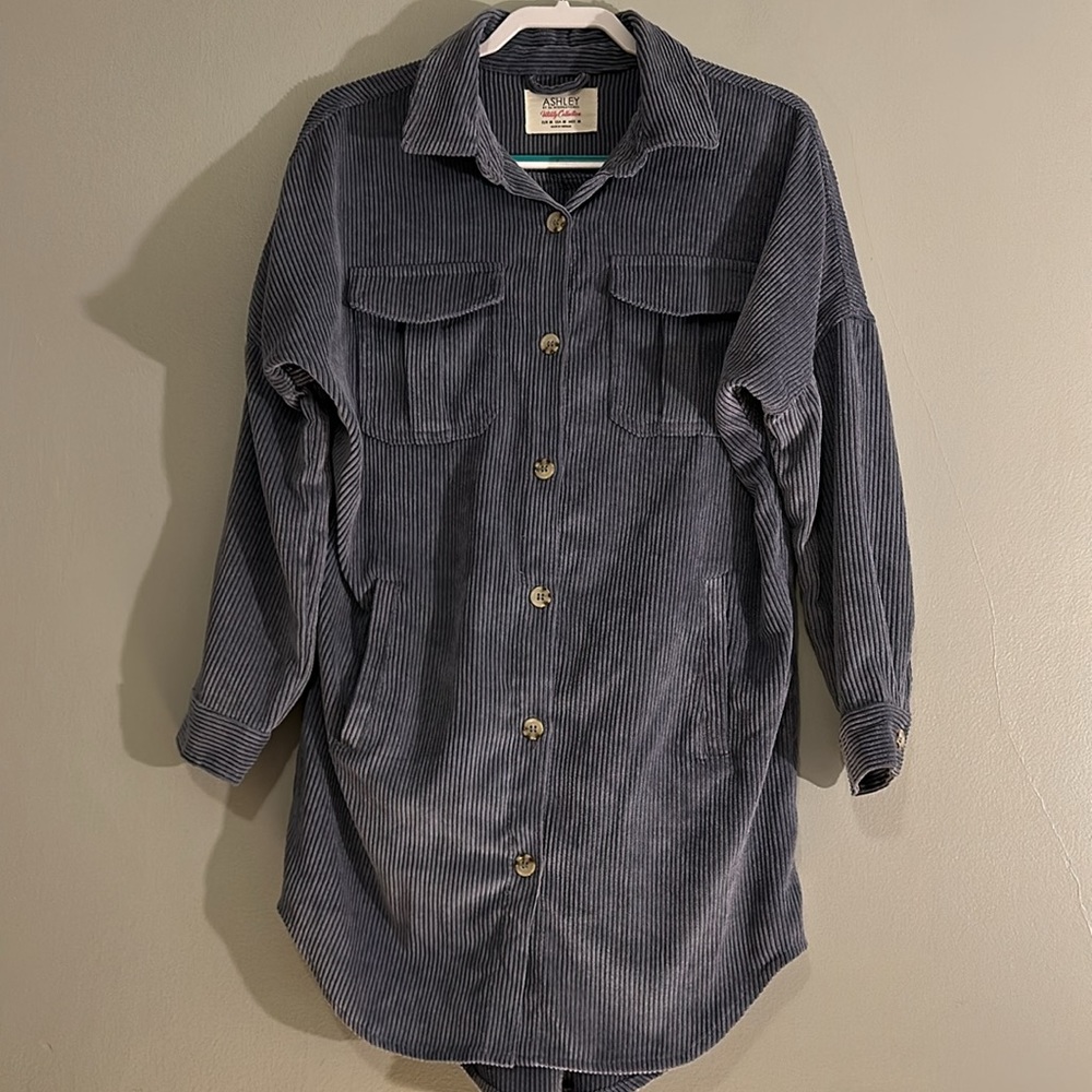 NWOT steel blue Ashely by 26 International corduroy shacket size…